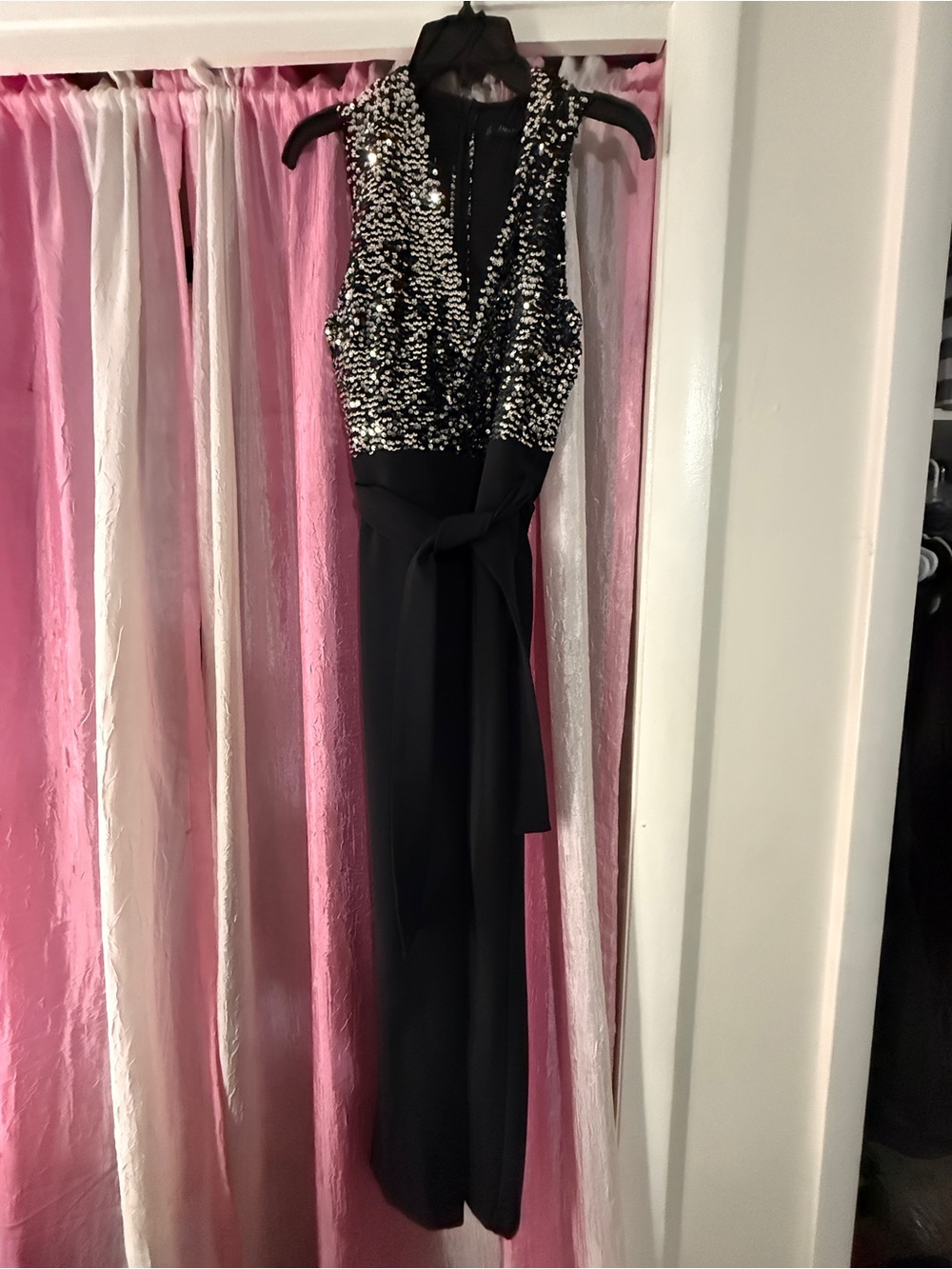 Zara Black Sequin Bodice Prom Jumpsuit